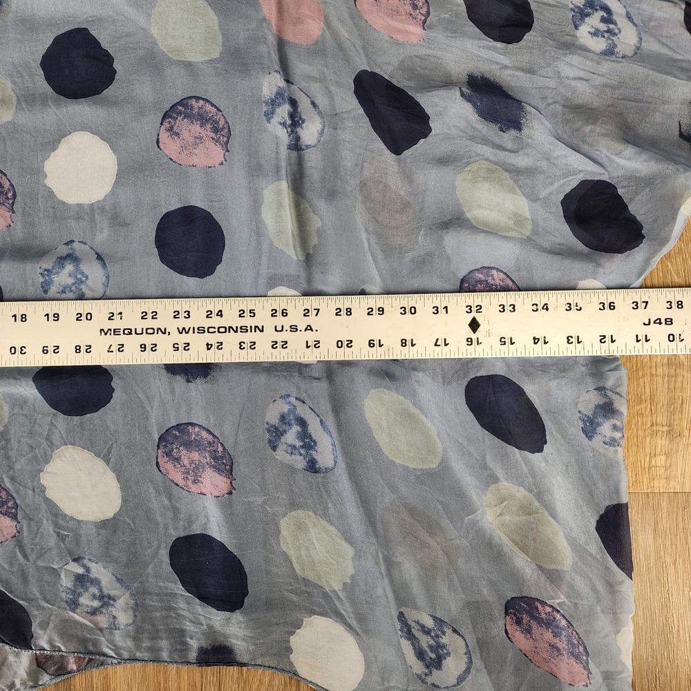 Made in Italy Silk Blend Polka Dot Ponho Top Blue Painterly Layered Lagenlook - Picture 7 of 14